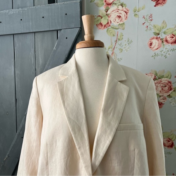 Everlane The Oversized Linen Cotton Blazer Womens 16 Bone Cream - Picture 4 of 15